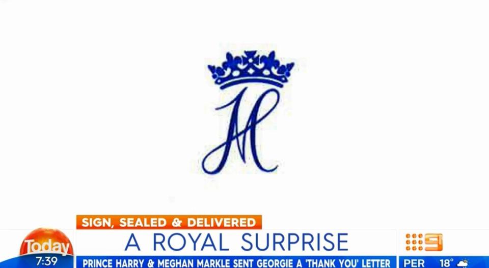  The monogram was revealed on Australia's The Today Show