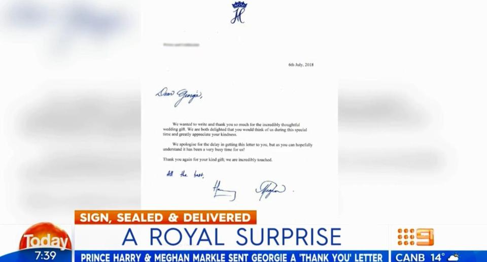  The letter Today host Georgie Gardner received