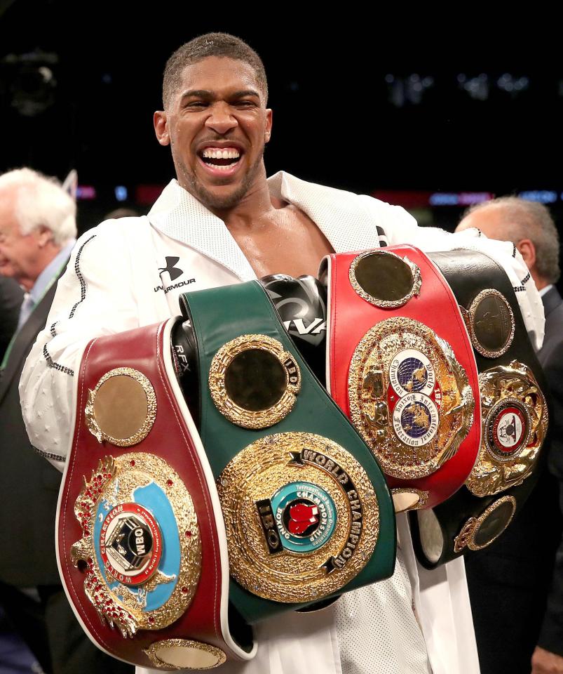  Joshua holds the WBA, WBO, IBF and IBO world titles