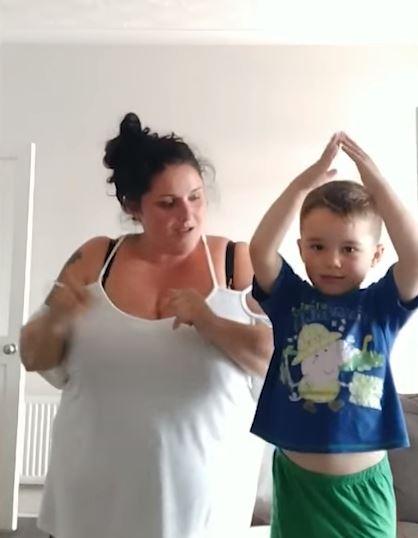  Nichola Price, 30, taught four-year-old son Alfie Backhouse the Three Lions classic