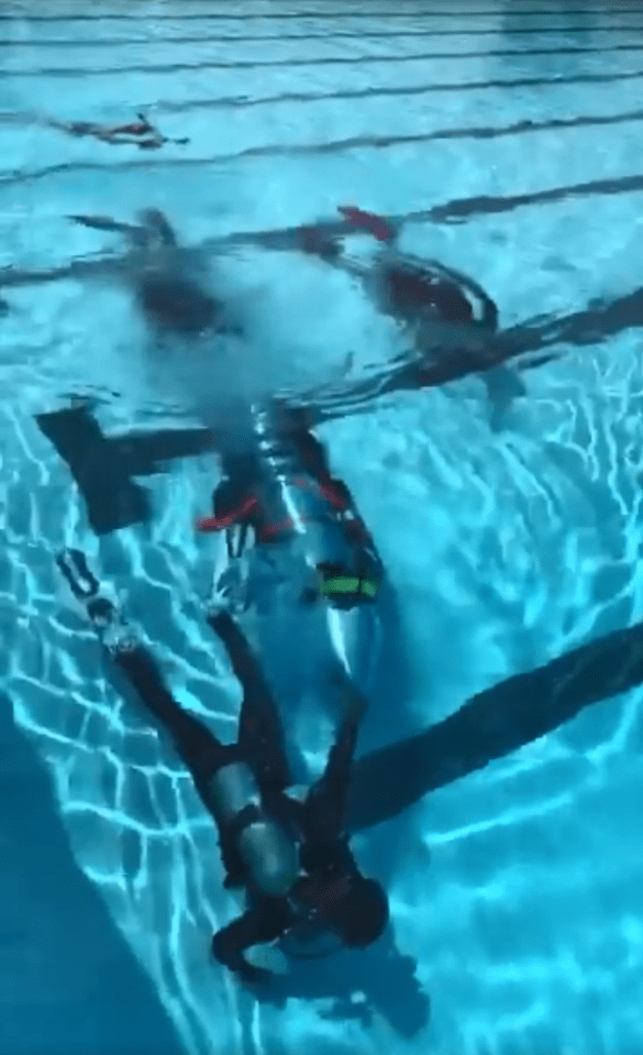  The footage showed divers in a swimming pool manoeuvring the mini sub