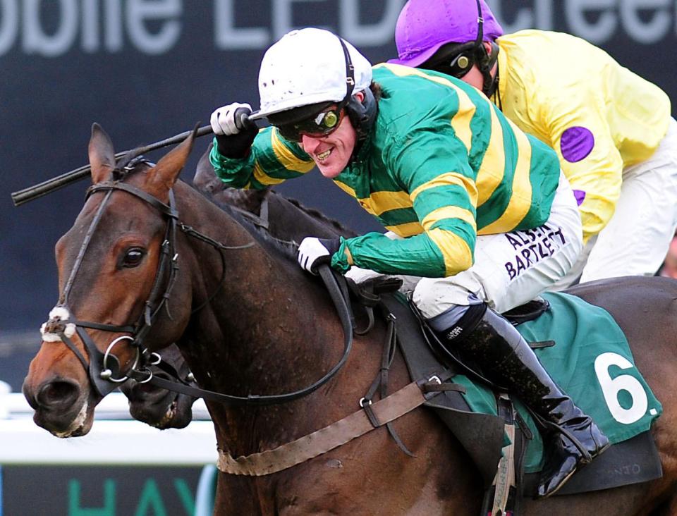McCoy celebrates his famous win on Mountain Tunes at the racecourse
