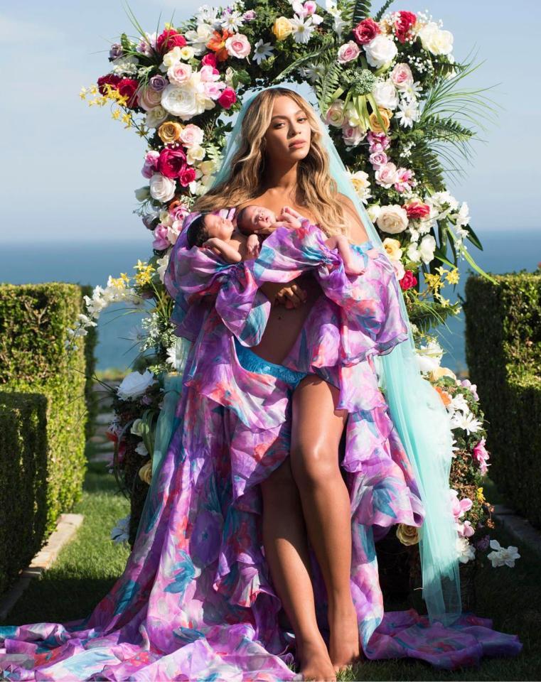  The 36-year-old superstar, here with Rumi and Carter, a few months after she gave birth