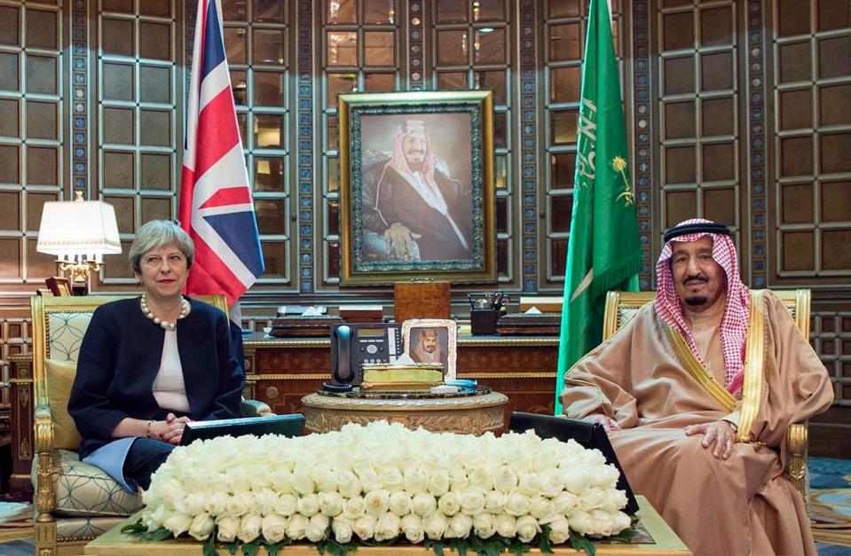  King Salman, pictured with PM Theresa May, in Saudi Arabia