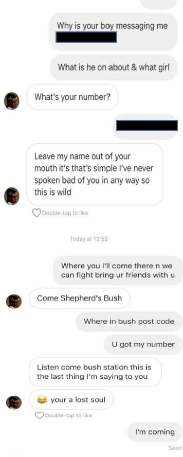 The pair had arranged to meet for a fight on Instagram