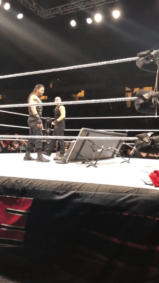 The table failed to break and Ziggler sickeningly bounced straight up off it
