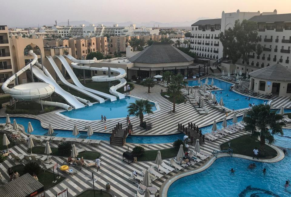 The luxurious hotel has a water park attached with authorities now probing whether or not a water bourne bug may have been involved in the shock death