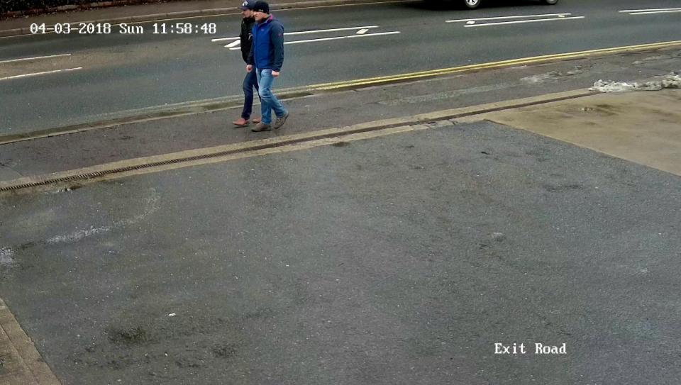 The suspects are seen in Wilton Road, Salisbury at 11:58hrs on March 4