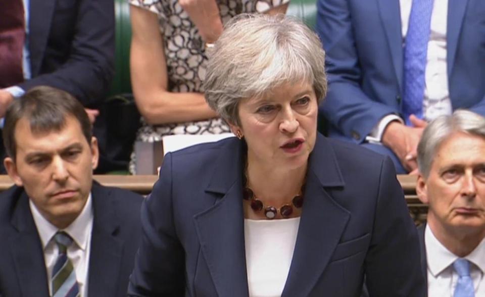 Theresa May told the Commons the suspects were members of the Russian Military Intelligence Service