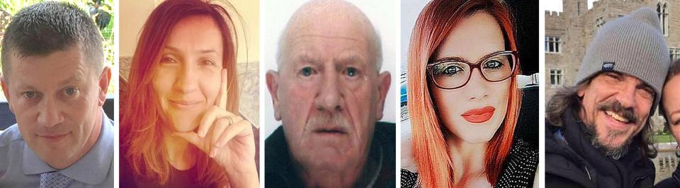  Pc Keith Palmer, Aysha Frade, Leslie Rhodes, Andreea Cristea and Kurt Cochran (from left to the right) - the victims of the Westminster terror attack