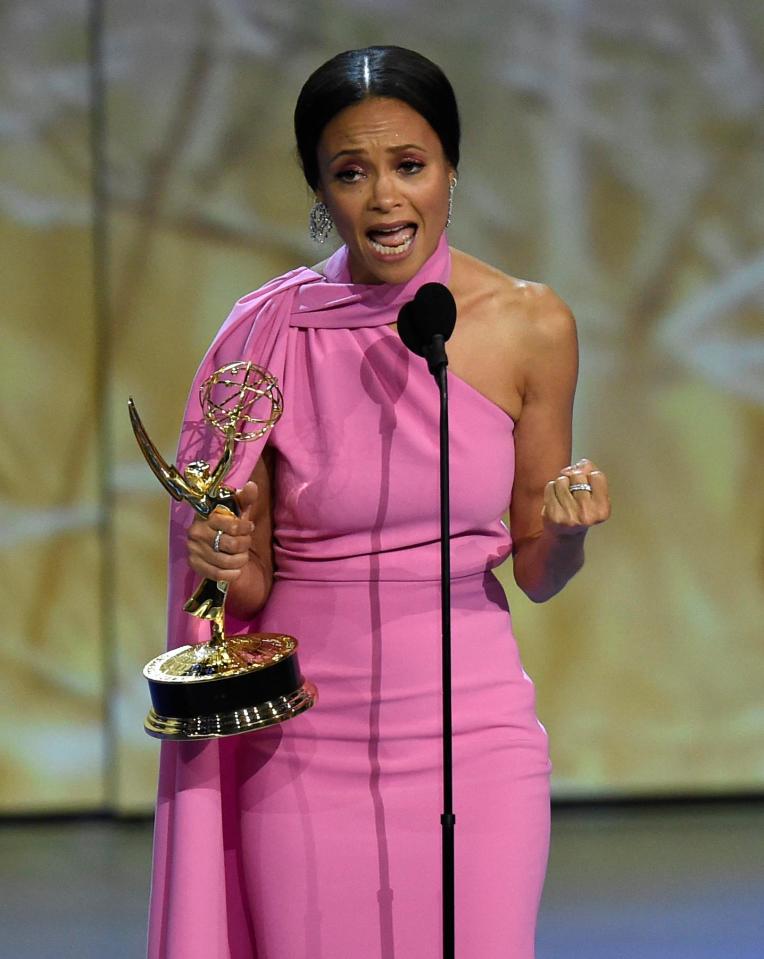 Thandie Newton also struggled to control her emotions as she picked up an award for her part in Westworld
