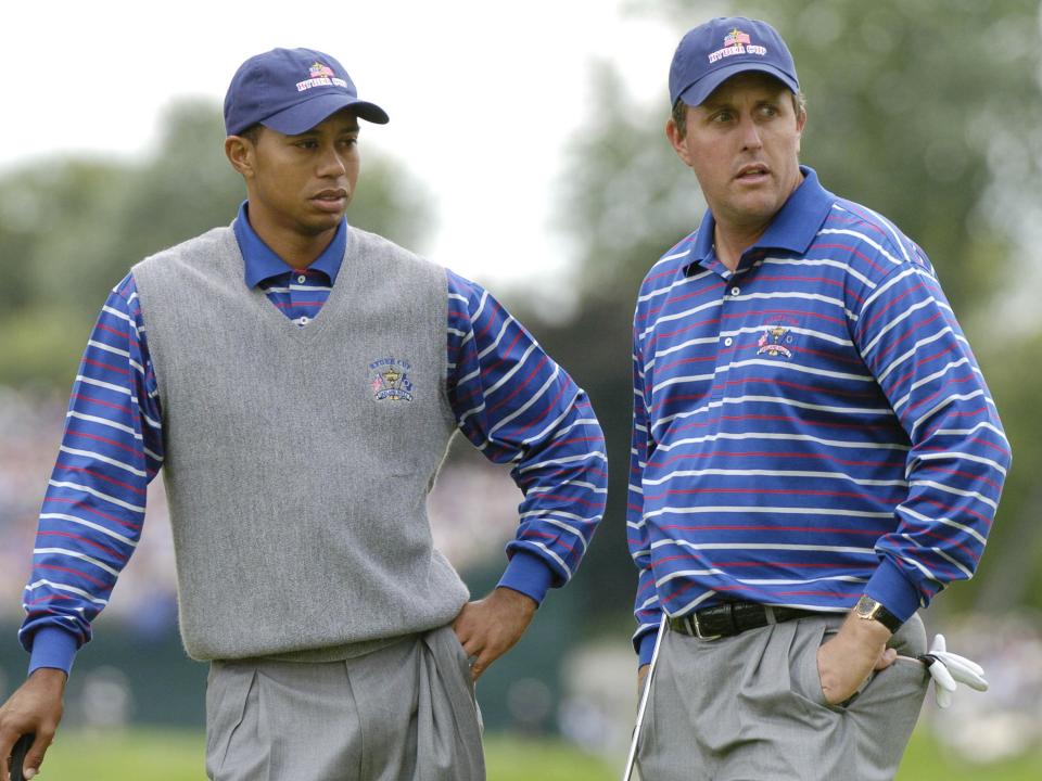  Tiger Woods in his pomp during the 2004 Ryder Cup with Phil Mickelson