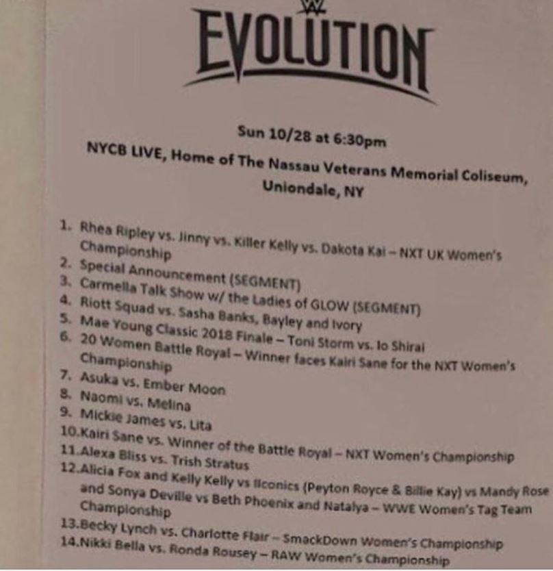 This is the alleged match card for the show that has been leaked online