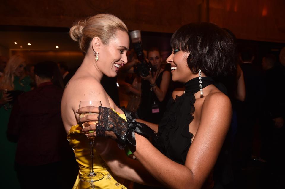  Inside the bash, Rumer was seen catching up with fellow actress Kat Graham