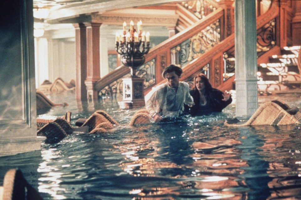  The grand staircase is seen in the 1997 Titanic film as the ship is sinking