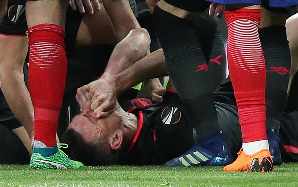  The veteran centre-half suffered a ruptured Achilles in Arsenal's Europa League semi-final against Atletico Madrid