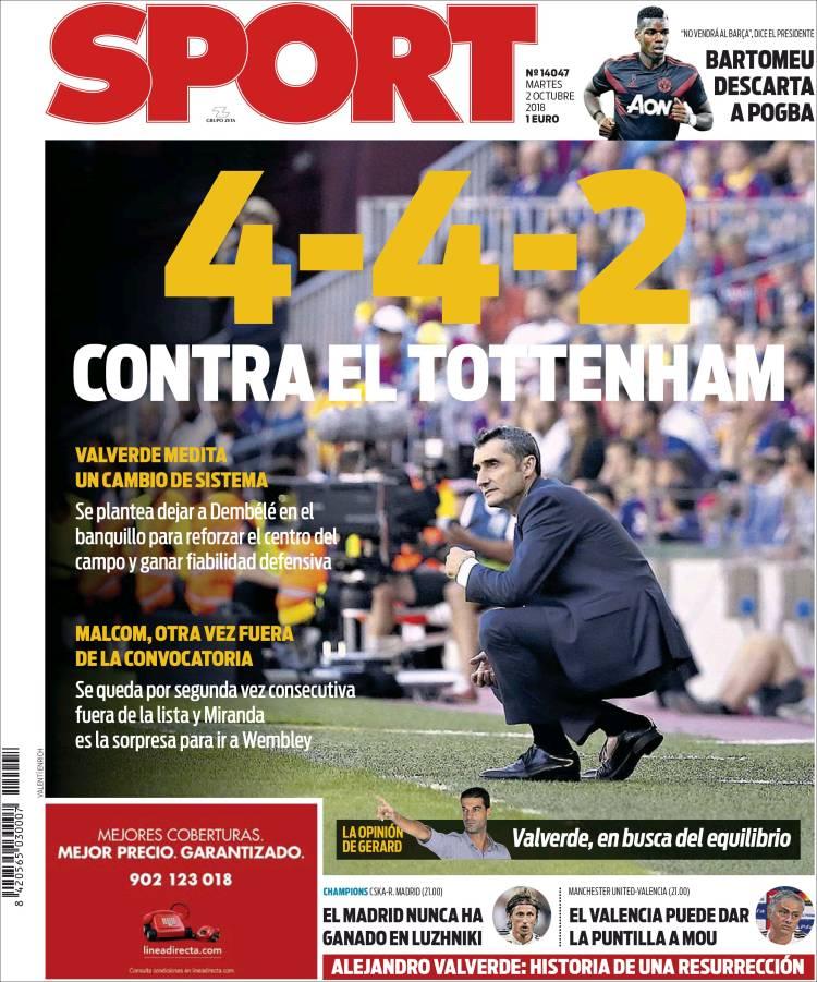  Sport believe the Barca boss will move away from his usual 4-3-3 shape