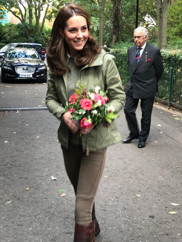 The Duchess was given flowers on her arrival