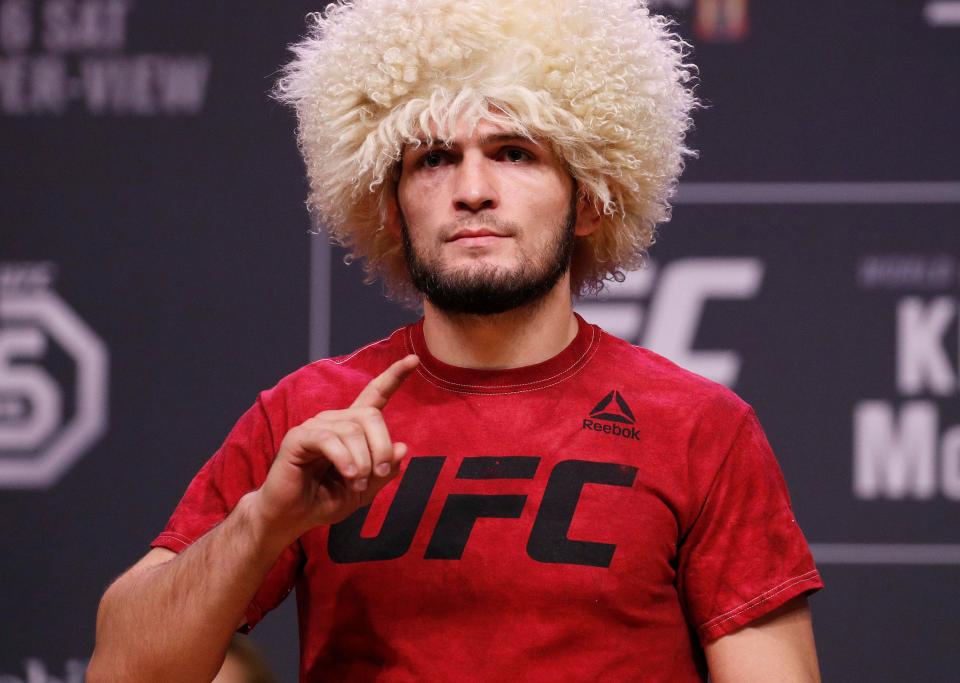  Khabib will walk out to the octagon in his blonde wig and with Dagestan blaring out