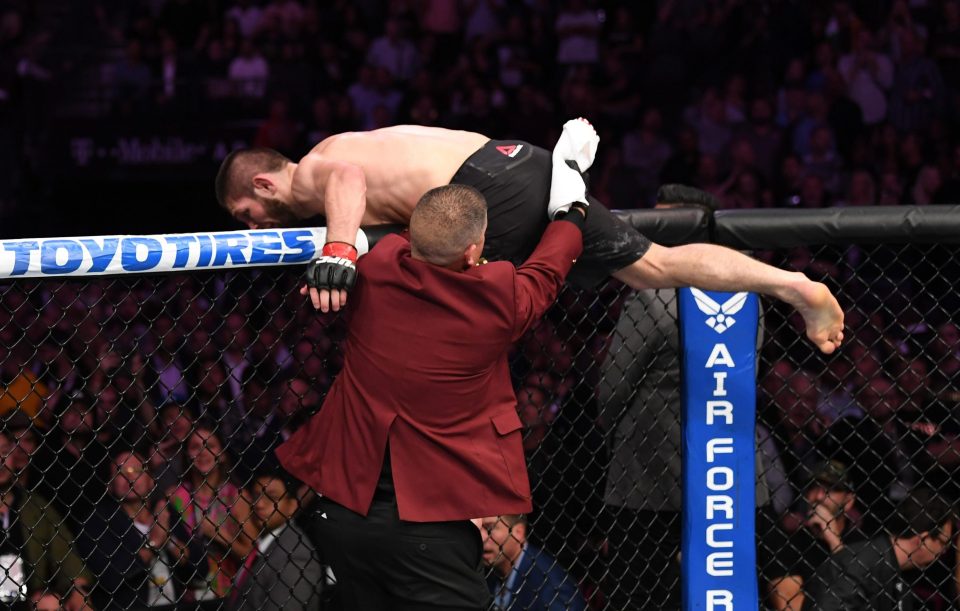 Khabib jumped out of the octagon to attack Dillon Danis