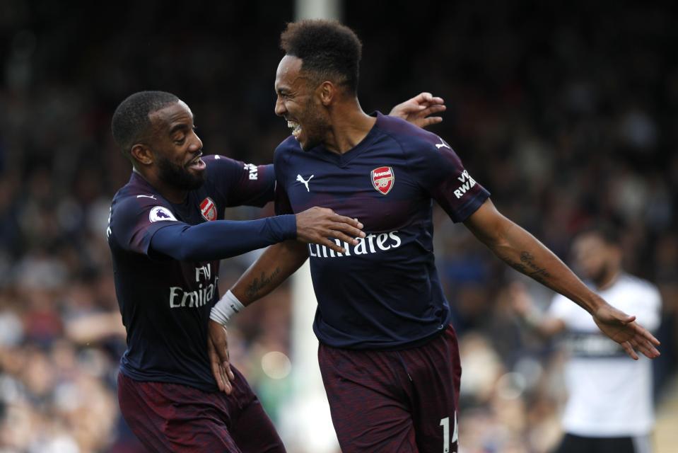  Aubameyang has formed a great partnership with fellow forward Lacazette