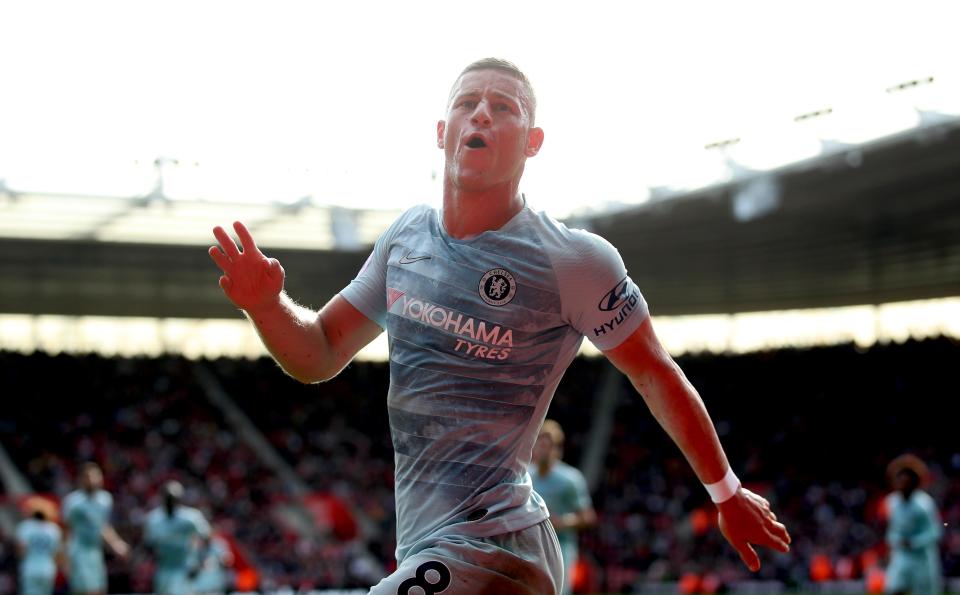 Ross Barkley celebrated after netting Chelsea's second of the game