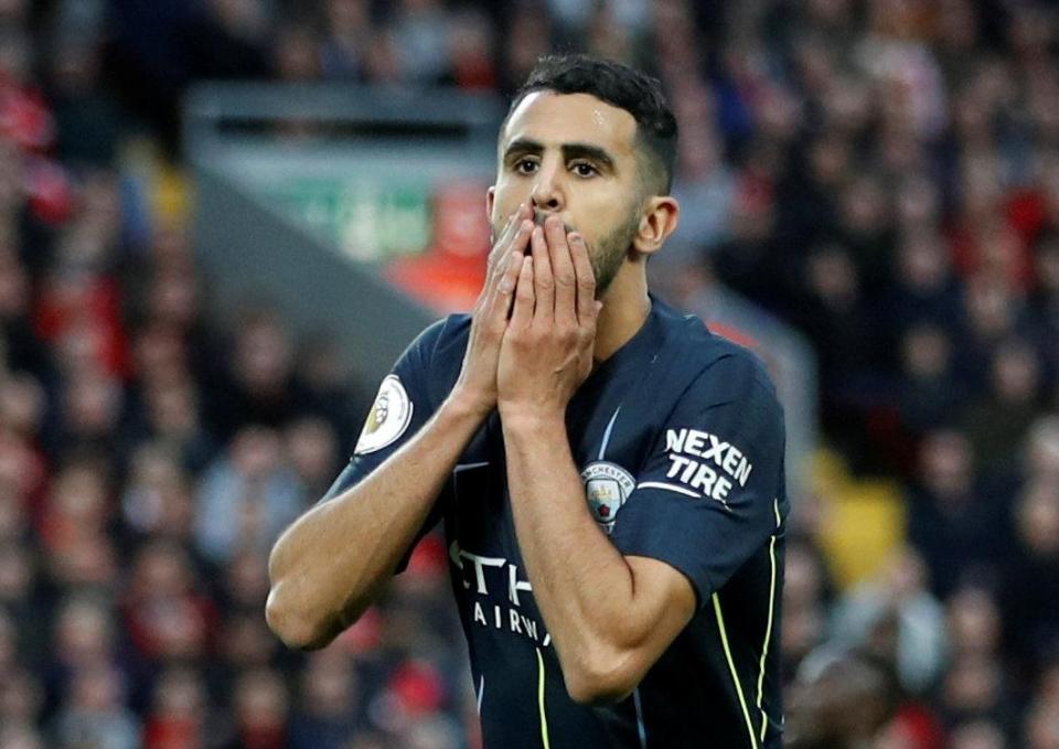 Riyad Mahrez hit a dreadful penalty for Man City against Liverpool