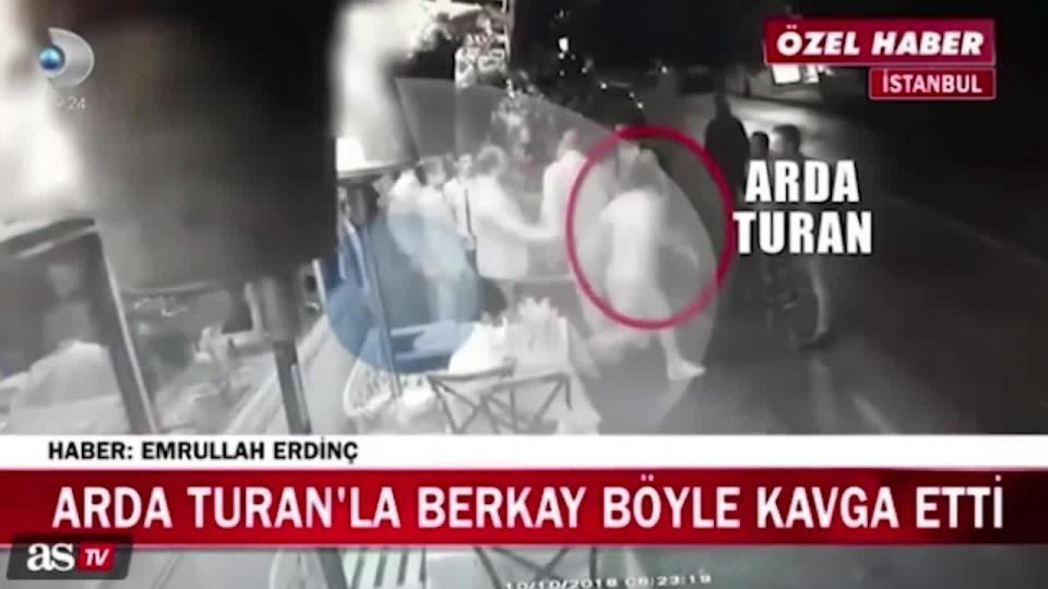  Footage shows Arda Turan in a heated argument outside a nightclub