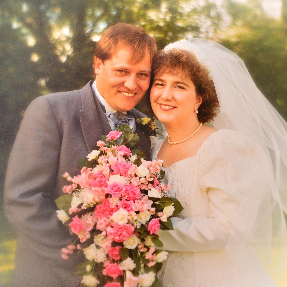  Dad David and mum Anita on their wedding day in 1994