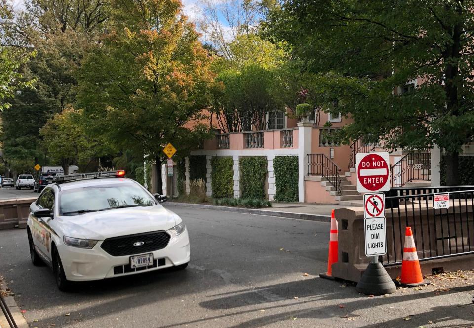 A police car was seen outside Barack Obama's Washington D.C. home this morning