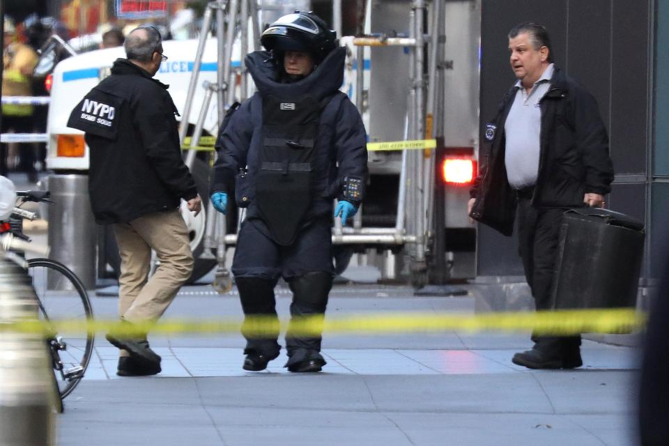  Bomb squad officers outside CNN headquarters in New York