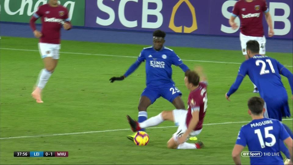  Mark Noble was sent off for this horrific challenge in the first half
