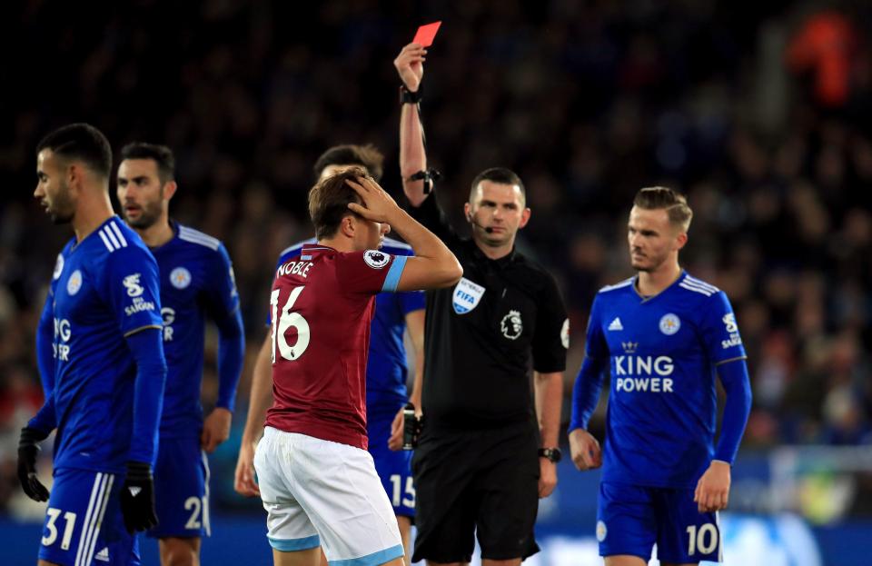  Michael Oliver showed no hesitation as he whipped out the red card