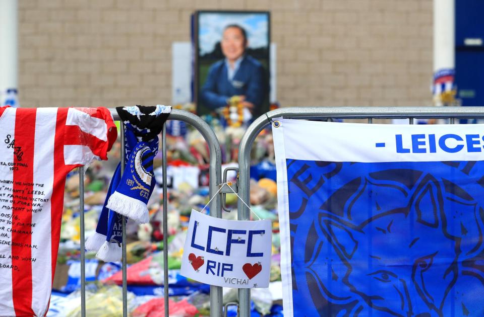  Hundreds of floral tributes have been left outside the stadium