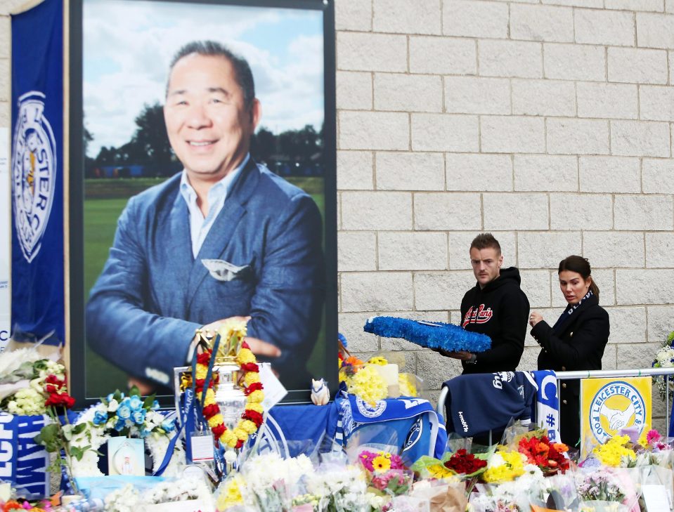Jamie Vardy and his wife Rebekah visited the site where hundreds of tributes have been left for the beloved owner