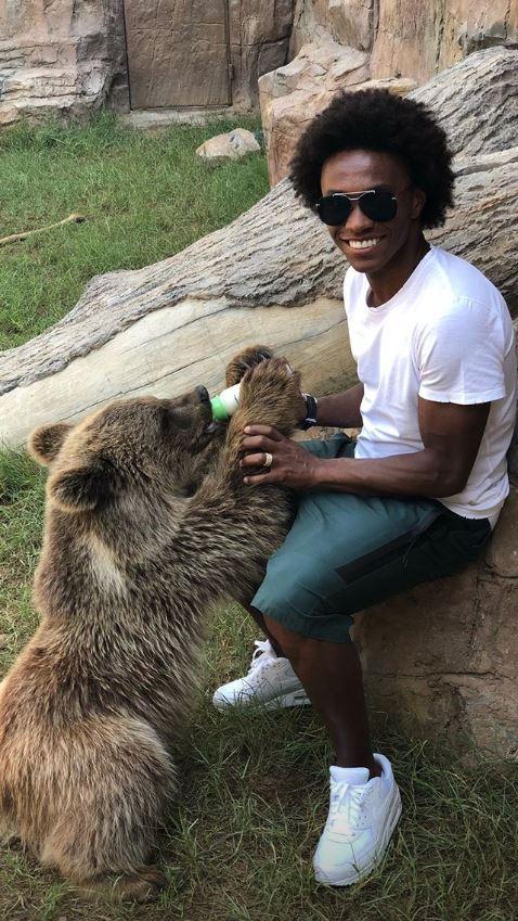 Chelsea team-mate and fellow Brazilian Willian has joined his countryman on the trip to Dubai