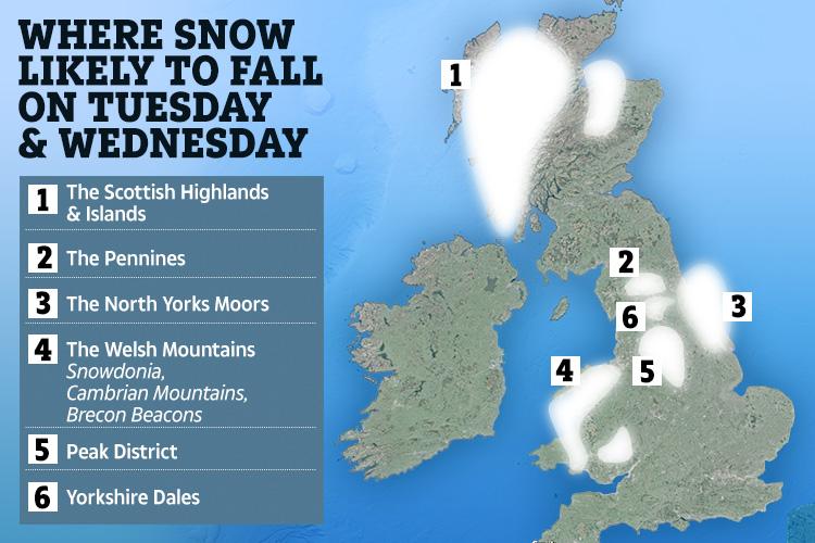  Where snow is expected to fall next week