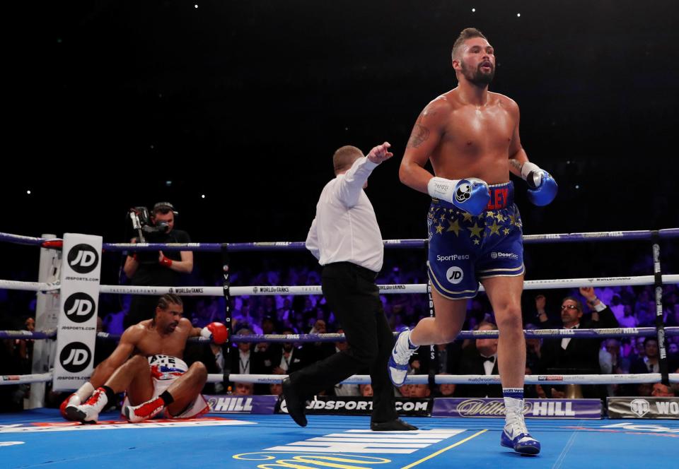  Haye was dropped three times before the referee called a halt to the contest