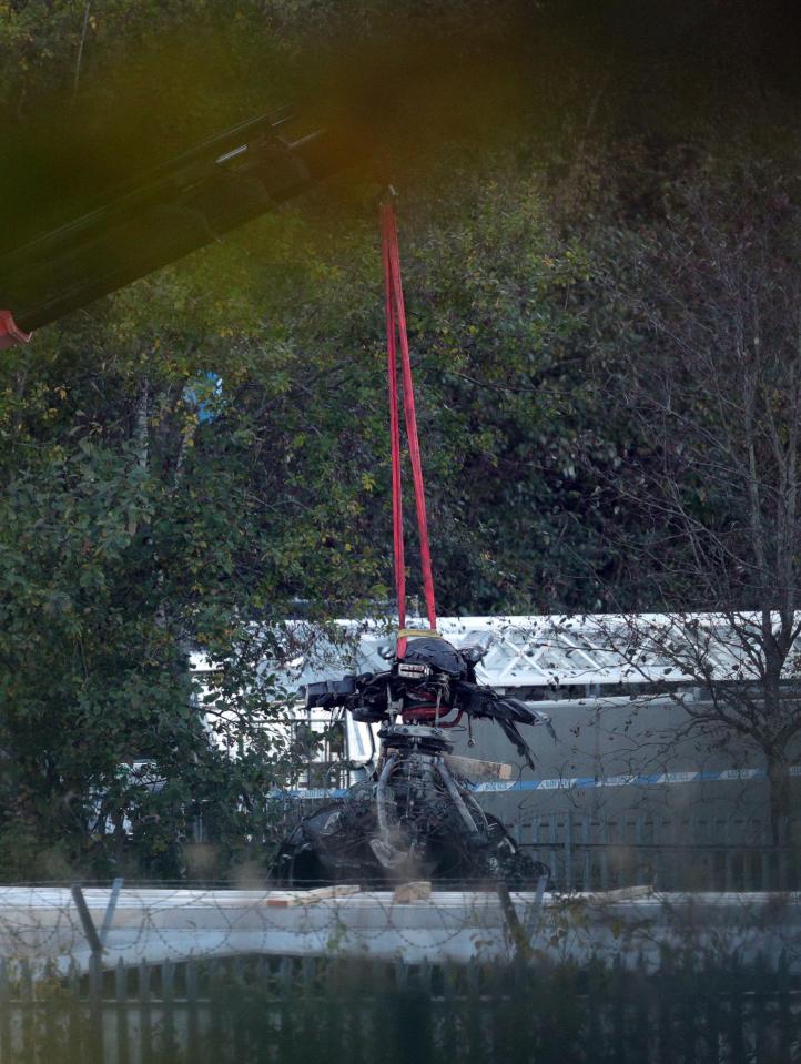  Shocking photos show the full extent of the horrific damage caused when the chopper erupted into flames