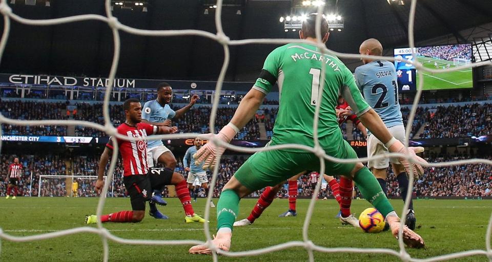 Raheem Sterling then decided to get on the scoring charts and netted two minutes into first-half injury-time for 4-1