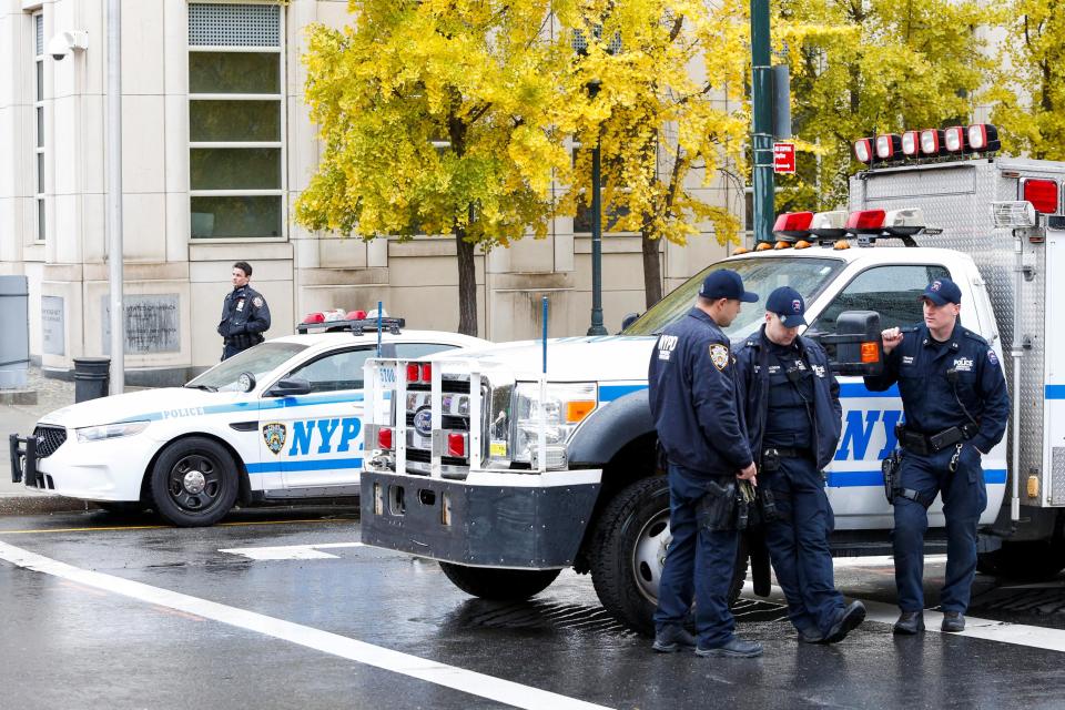 Police guard the courthouse of United States District Court for the Eastern District of New York when El Chapo appeared last Monday 