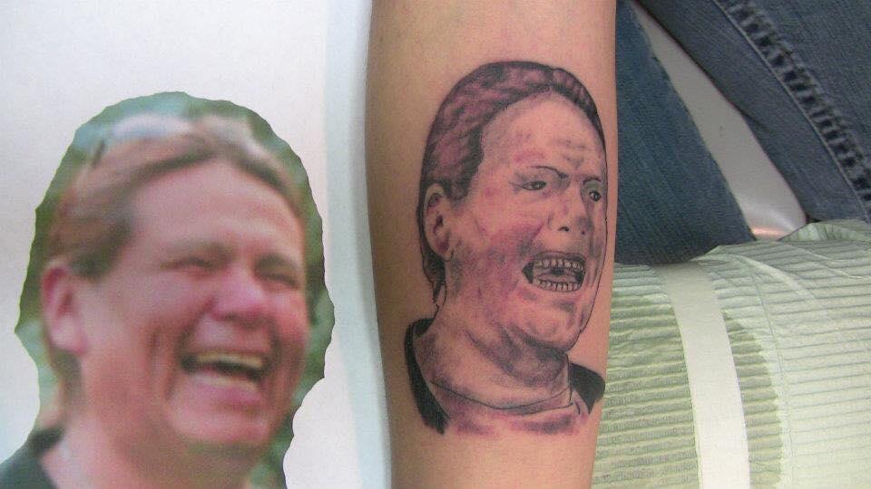  If I'm having Arnold Schwarzenegger's mum tattooed on my arm, I want it done properly, okay?             Son of a-!
