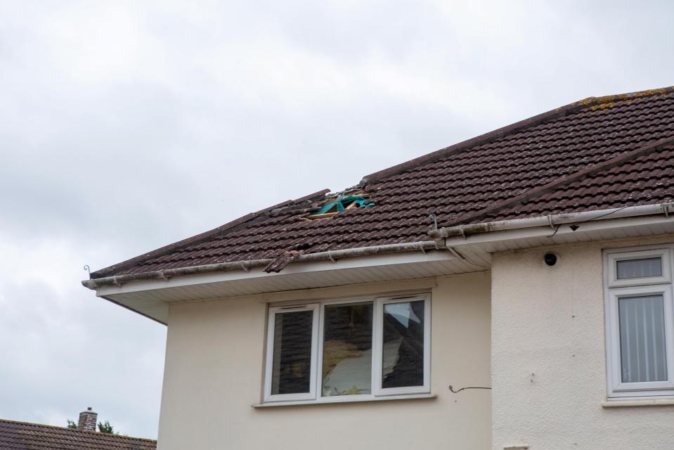  The roof of Jamie's house in Bristol where the ice block fell