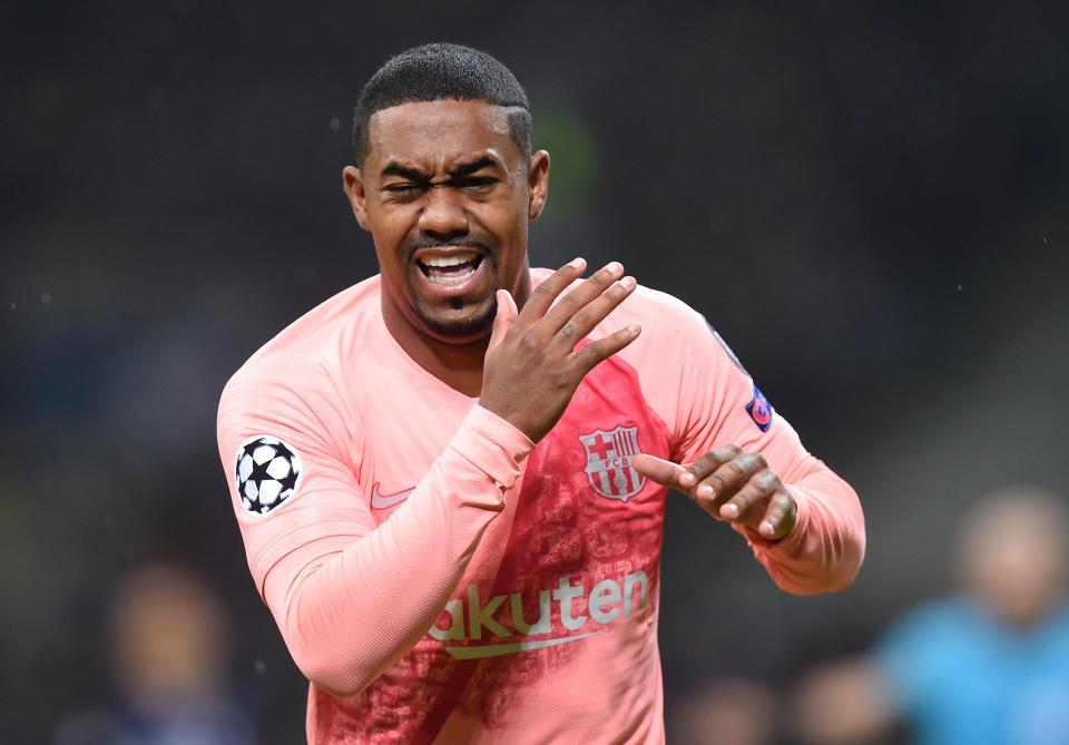  Malcom celebrating his first goal of the season after his second-half strike against Inter Milan