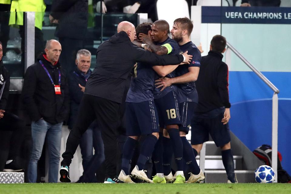  Manchester United's win sparked wild celebrations on the touchline