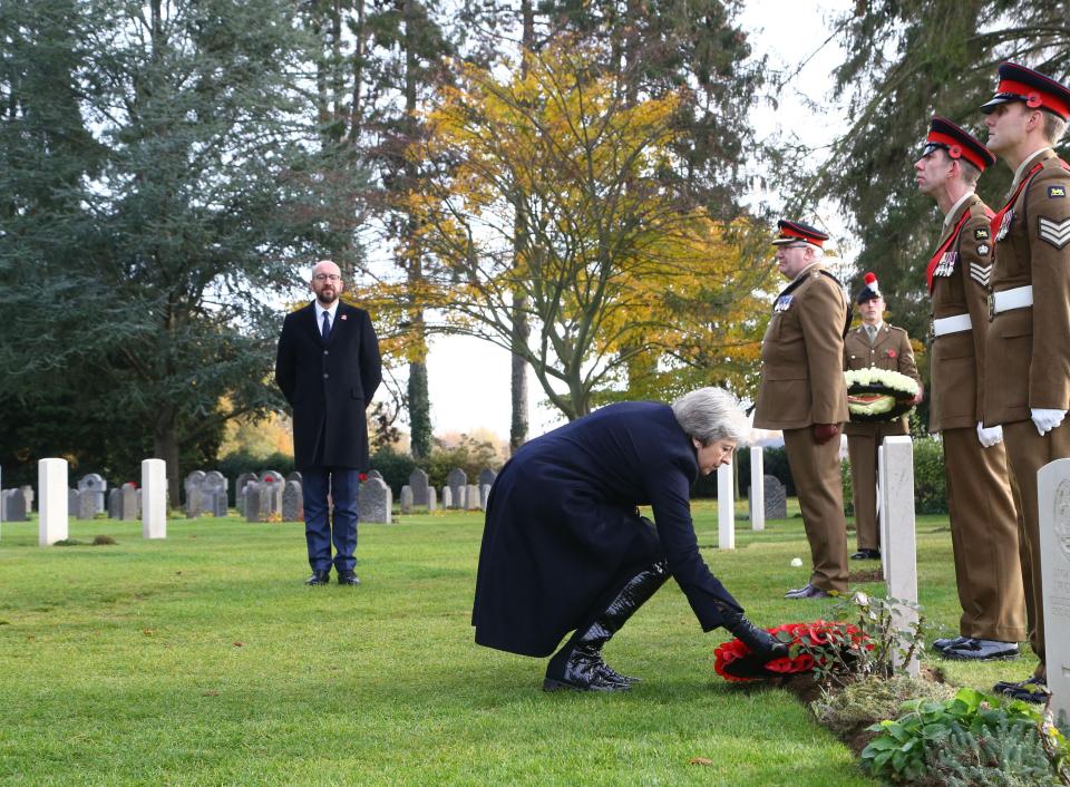  Theresa May honours the first Brit to be killed in World War One