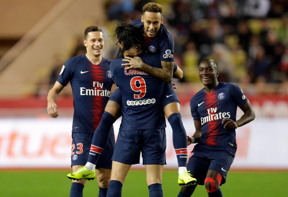 Edinson Cavani grabbed a hat-trick and Neymar got the fourth