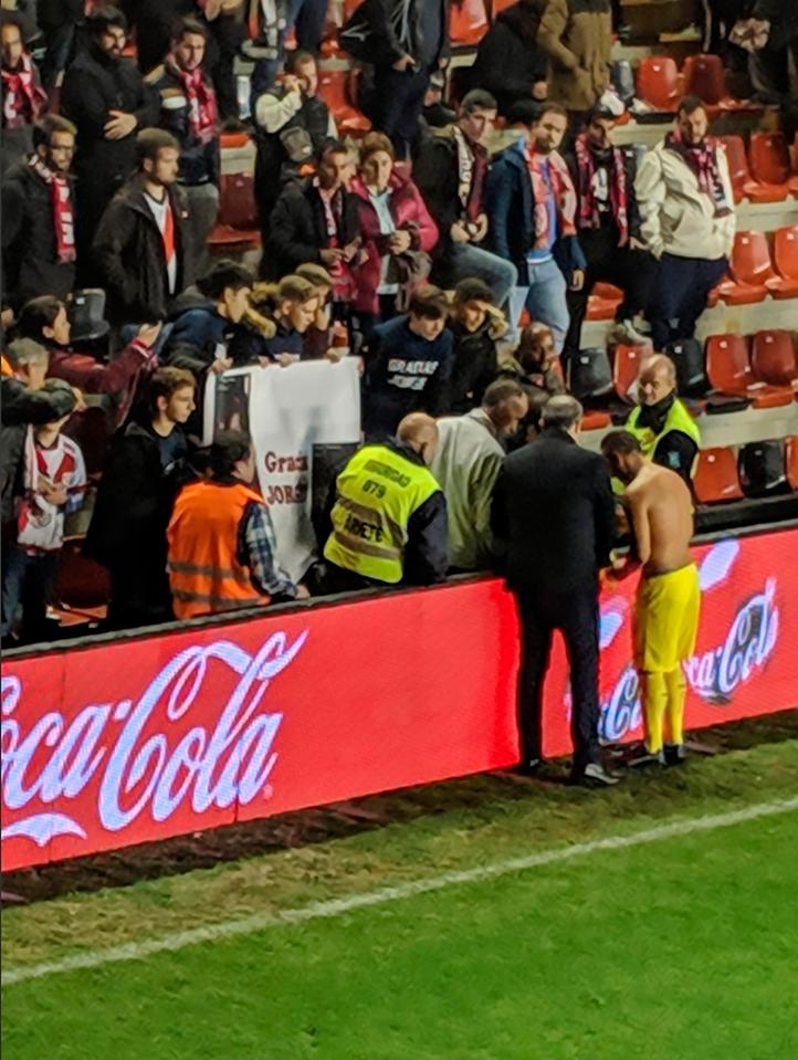  Santi Cazorla made his way straight over to the family after the final whistle