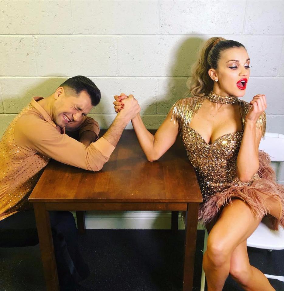  Ashley Roberts and dance partner Pasha Kovalev bantering about before their routine