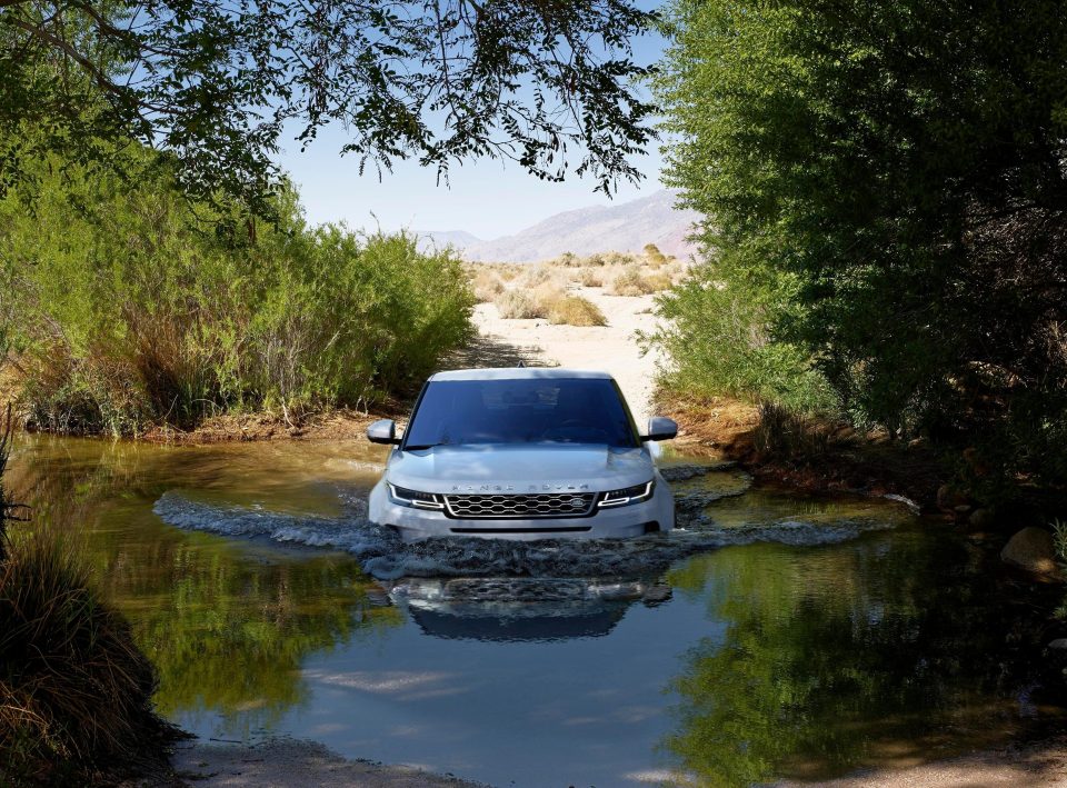 The Evoque’s max wading depth of 600mm is 100mm more than its predecessor